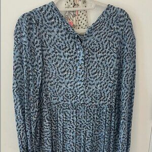 Zara Women's Blue and Black Patterned Maxi Dress